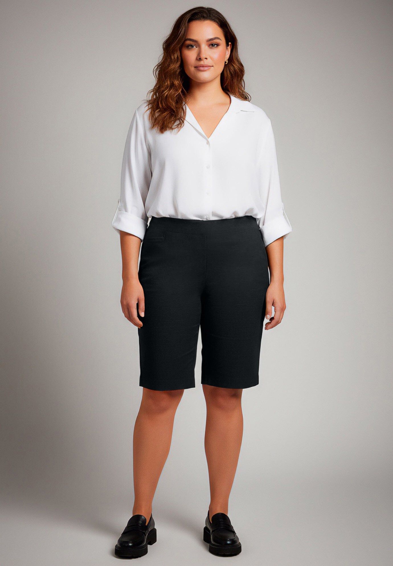 Super Stretch Pull-On Short, BLACK, hi-res image number 0