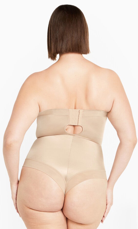 Smooth & Chic Strapless Bodysuit - latte, BROWN, alternate image number 3