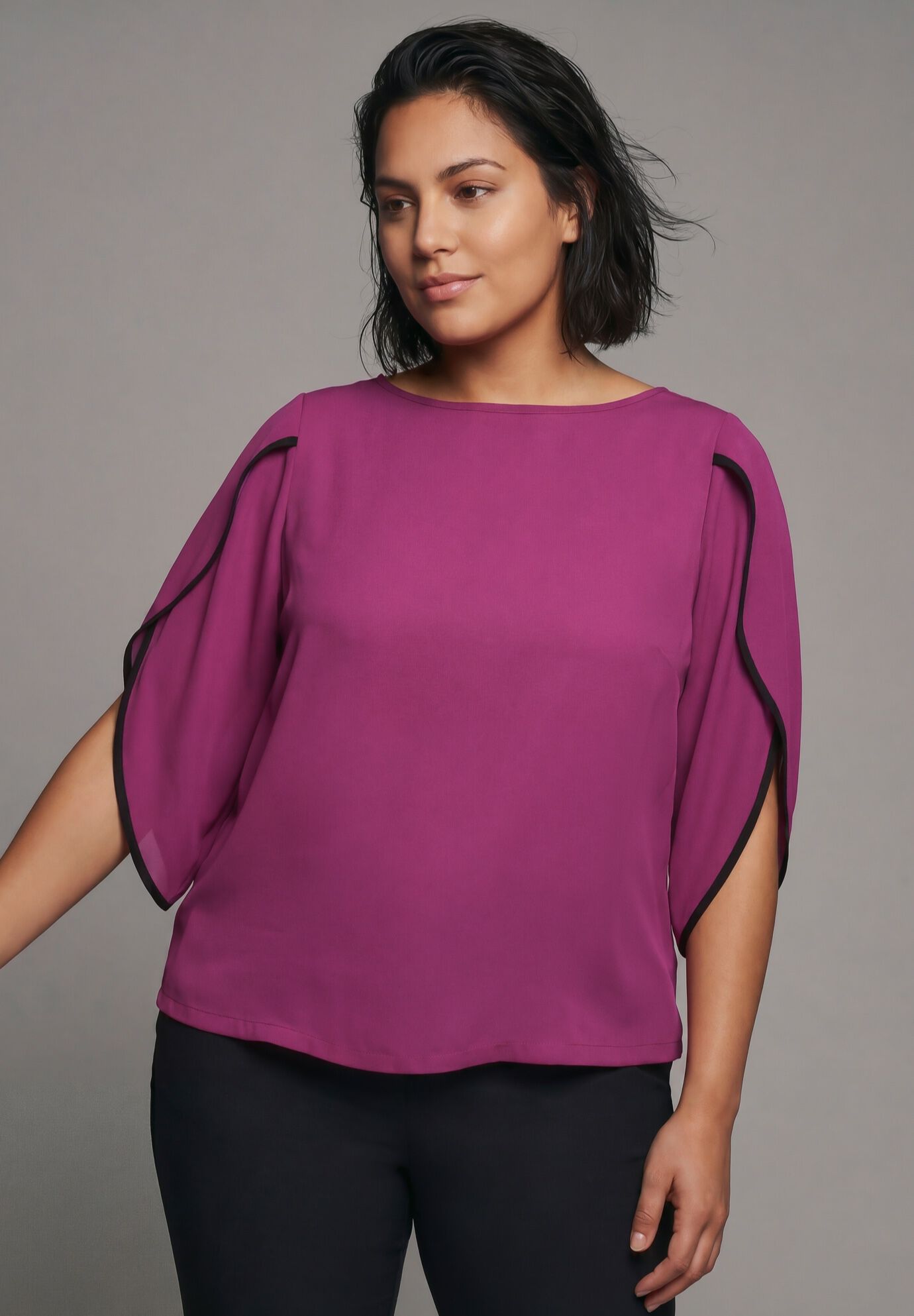 Contrast Tulip Blouse, DEEP BERRY, alternate image number 5