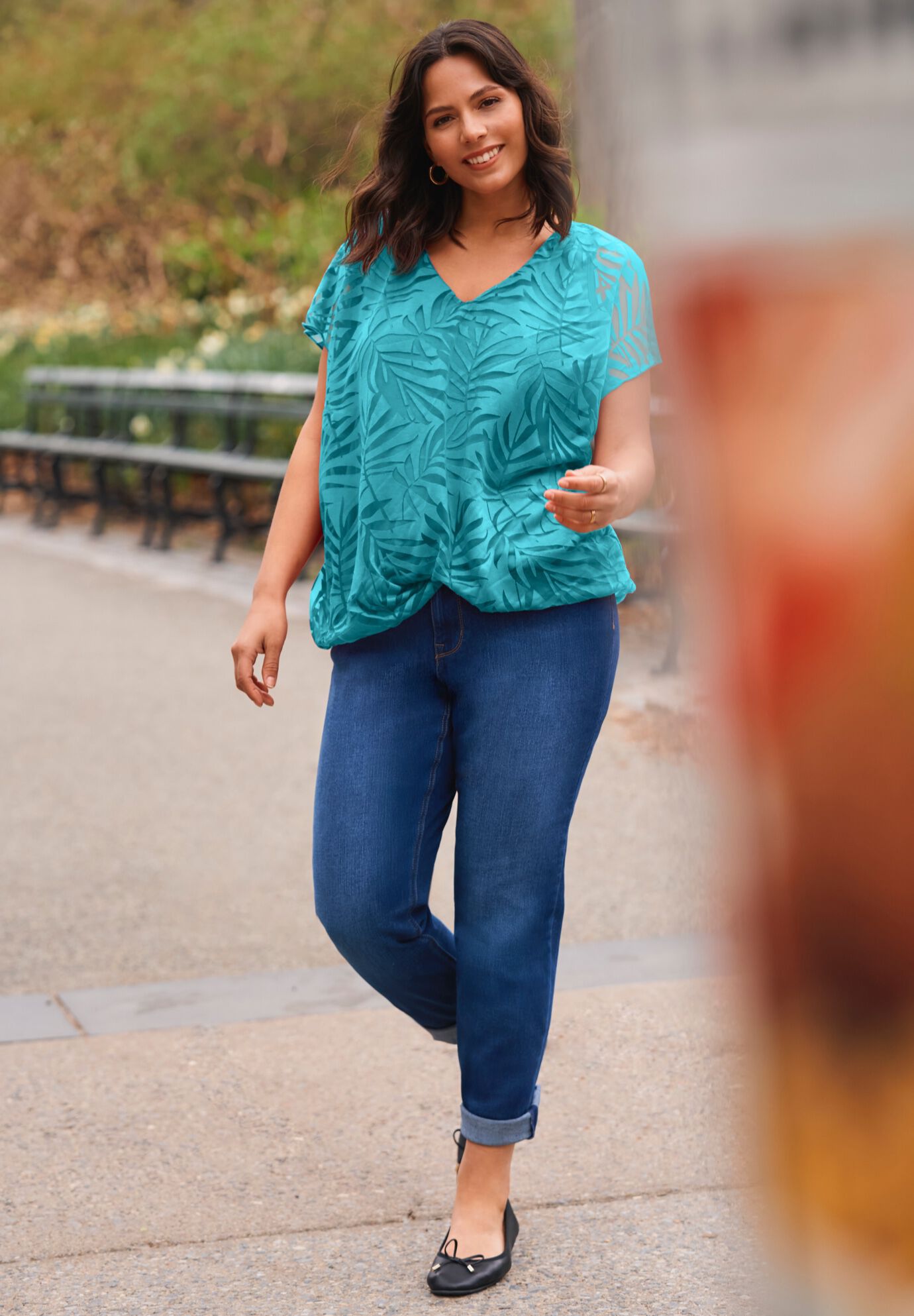 Elora Burnout Top, TEAL, alternate image number 2