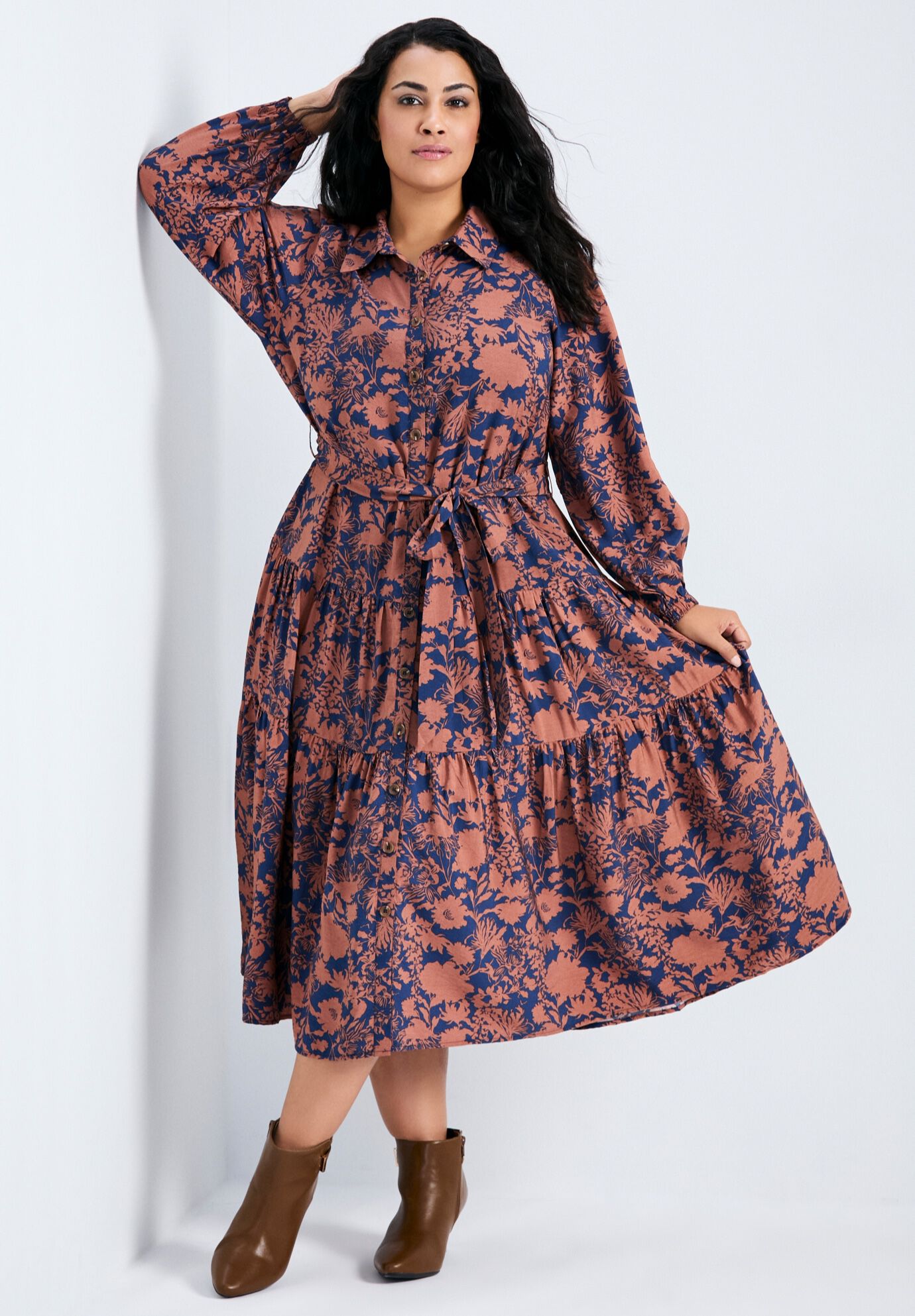 Marianne Tiered Shirtdress, WHIMSY FLORAL, hi-res image number 0