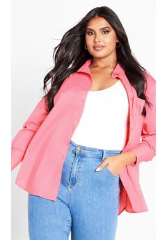 Plus Size Long Sleeve Collared Shirts