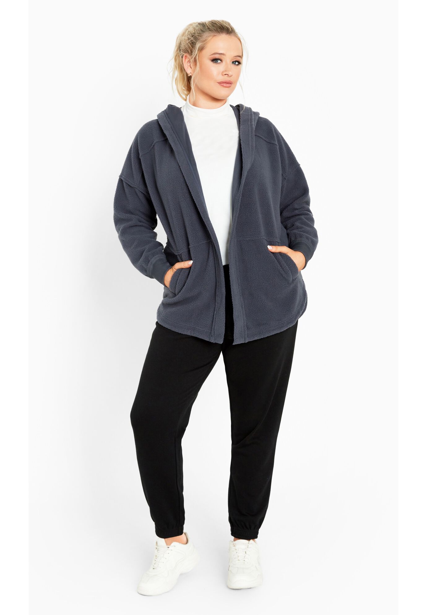 Weekender Hooded Fleece Jacket, STEEL, alternate image number 2