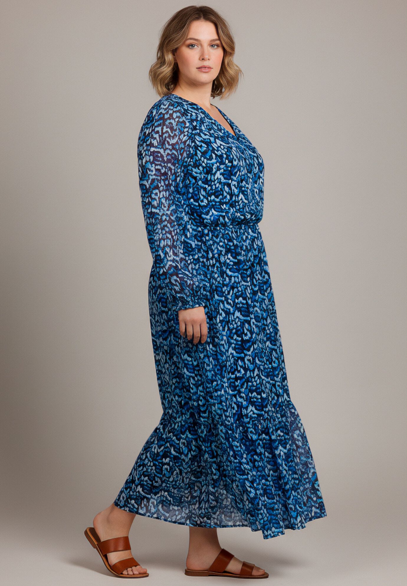 Maxi Tiered Dress, BLUE BRUSH TIDE, alternate image number 3