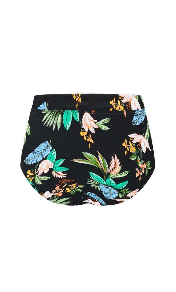 Izzy Hi Waist Print Bikini Brief - tropical foliage, GREY, alternate image number null