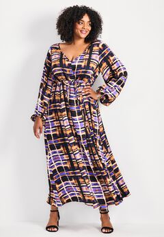 Goldi Satin Blouson Sleeve Maxi Dress