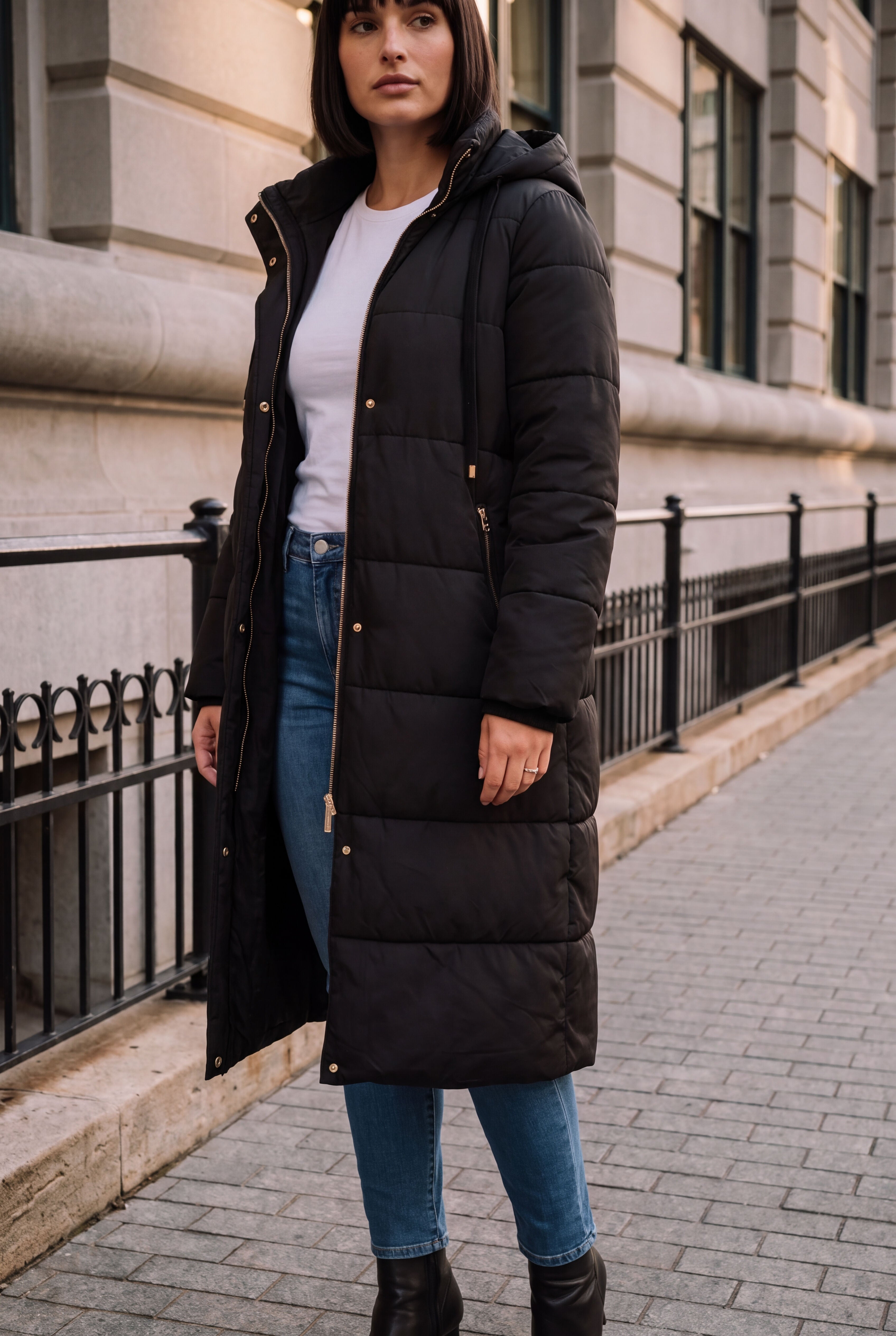  Long Puffer Coat, BLACK, alternate image number 3