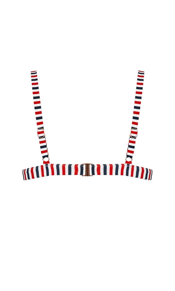 Daisy Print Bikini Top - red stripe, RED, alternate image number null