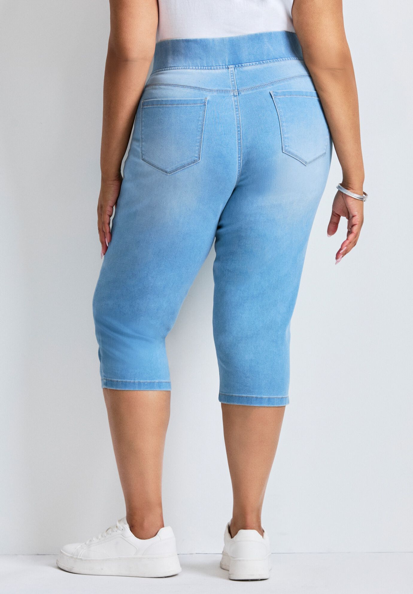 Butter Denim Pull On Crop Jean, LIGHT WASH, on-hover image number 1