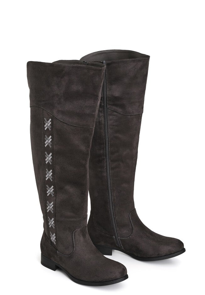 WIDE FIT Nadia Grey Tall Boot, GREY, alternate image number null
