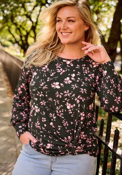 Scoop Neck Knot Hem Top