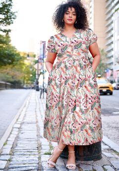 Button Front Midi Dress