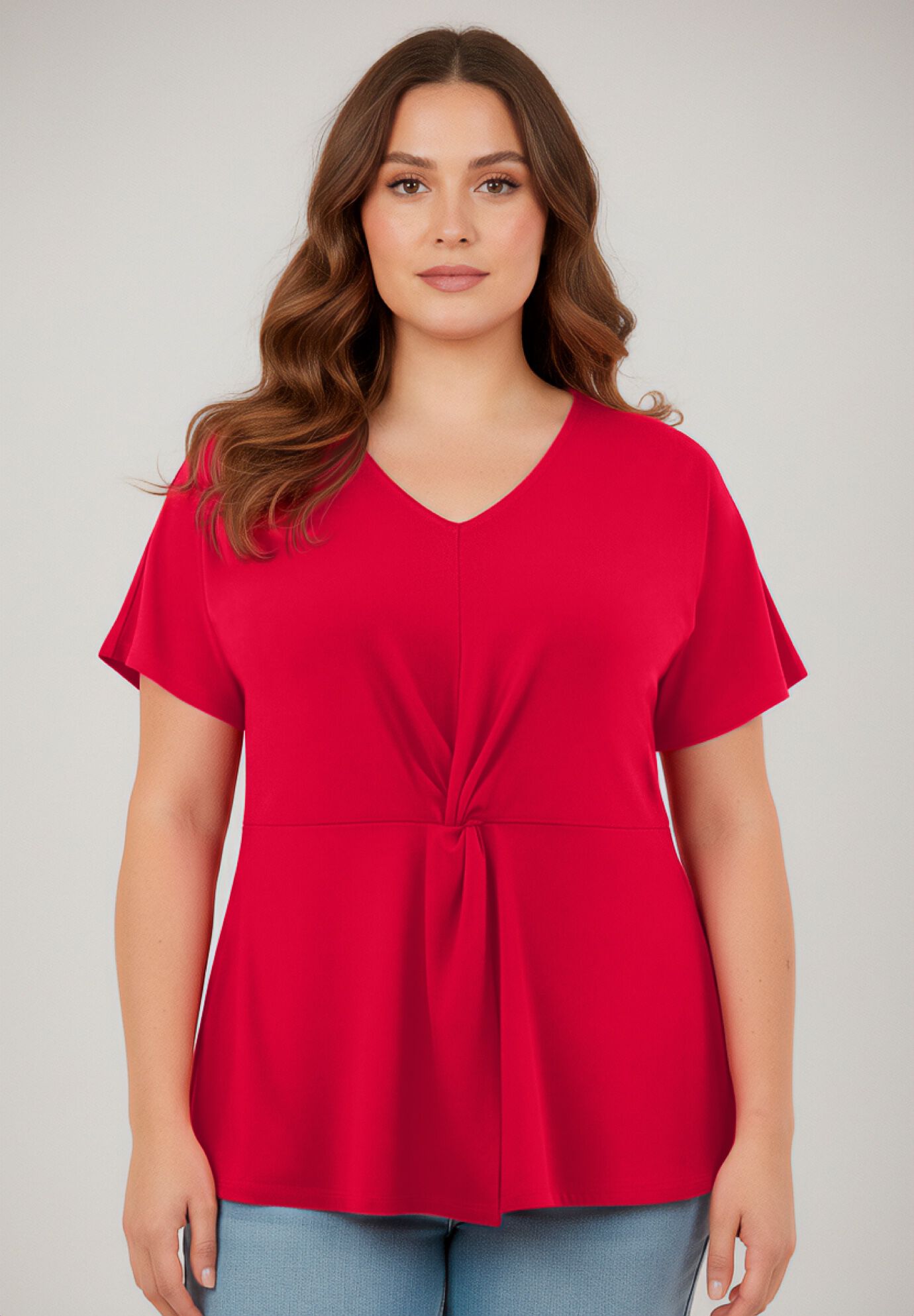 Audrey Twist Knot Top, VIBRANT RED, on-hover image number 1
