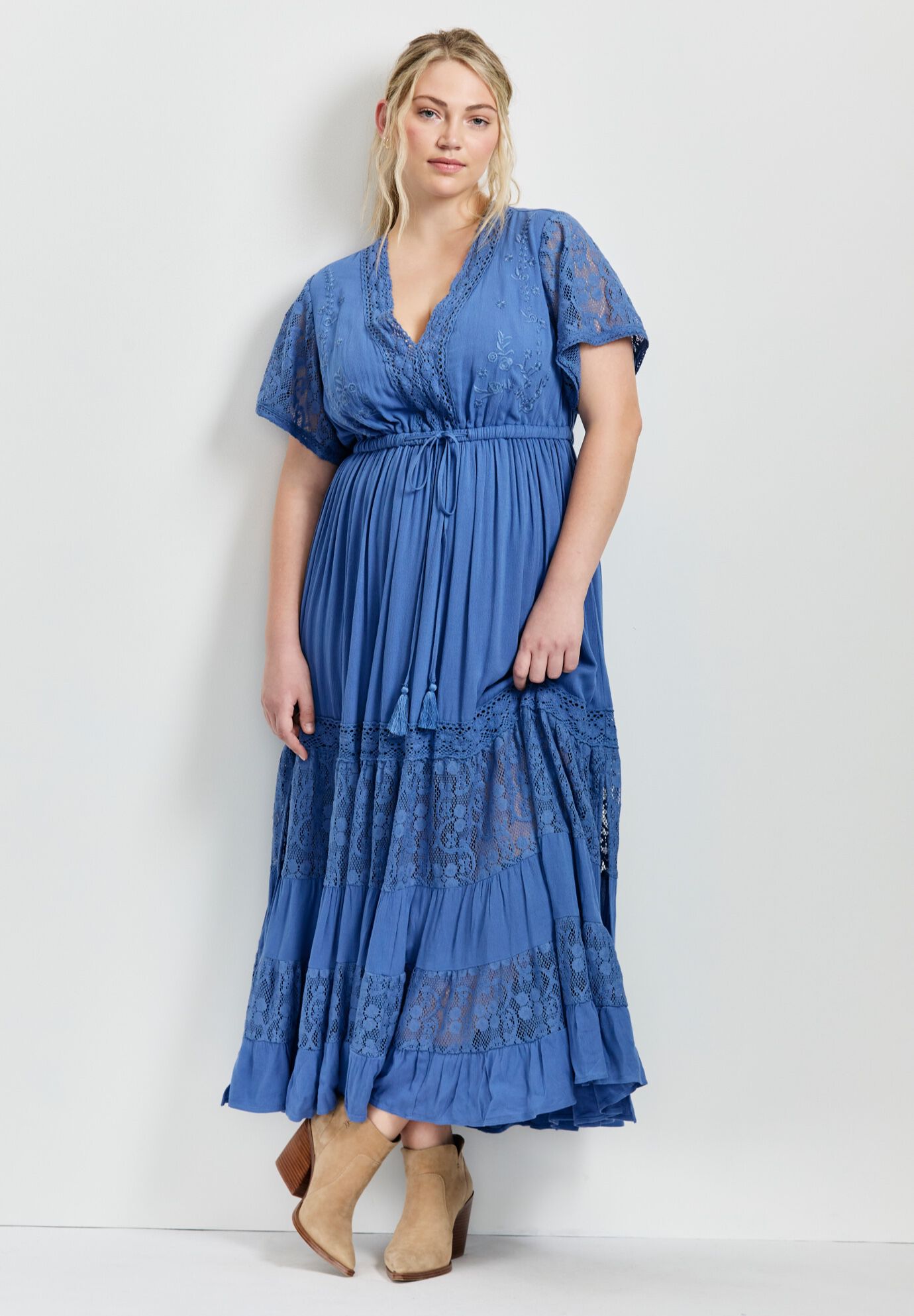 Raven Lace Maxi Dress, HORIZON BLUE, on-hover image number 1