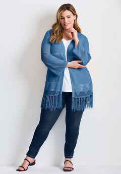 Pointelle Fringe Cardigan
