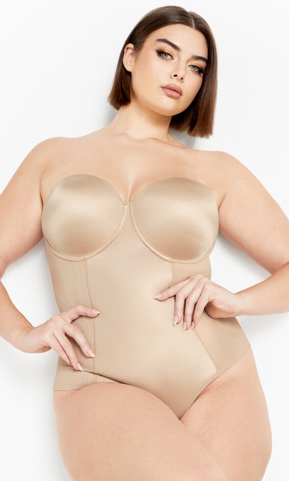 Smooth & Chic Strapless Bodysuit - latte, BROWN, alternate image number 2