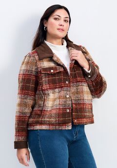 Plus Size Plaid Jackets And Shackets