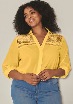 Long Sleeve Lace Detail Shirt