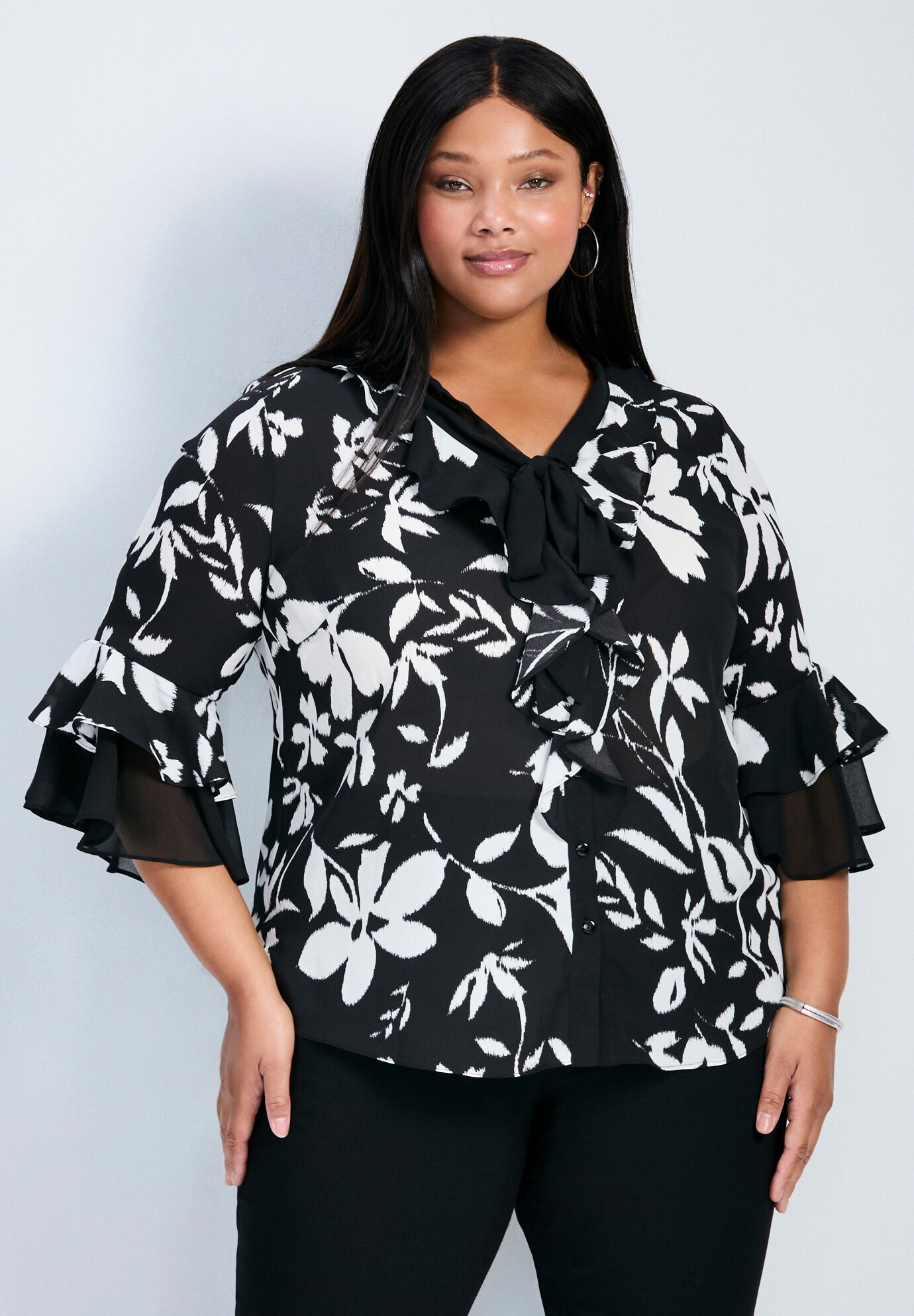 Cassie Frill Shirt, SILHOUETTE BLOOM, hi-res image number 0
