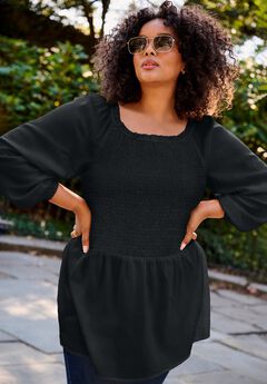 Smocking Blouson Sleeve Blouse