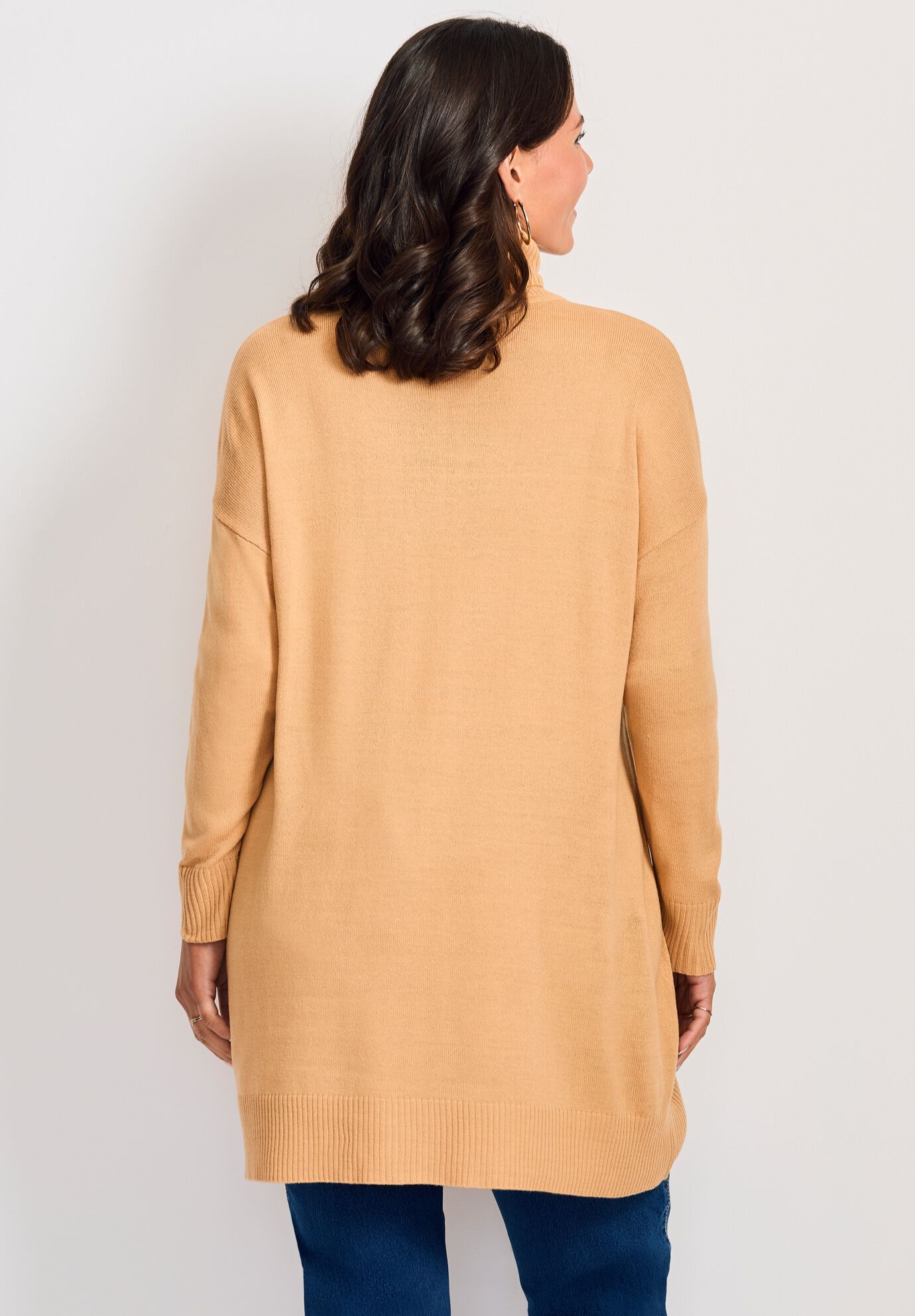 Turtleneck Tunic Sweater, SOFT CAMEL, alternate image number 2