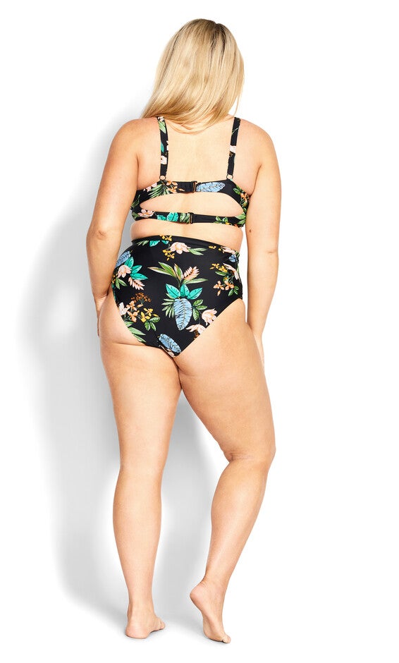 Izzy Hi Waist Print Bikini Brief - tropical foliage, GREY, alternate image number null