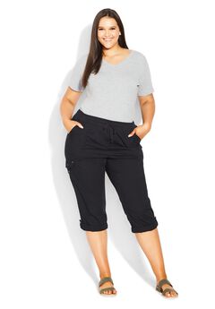 Plus Size Black Cropped Pants