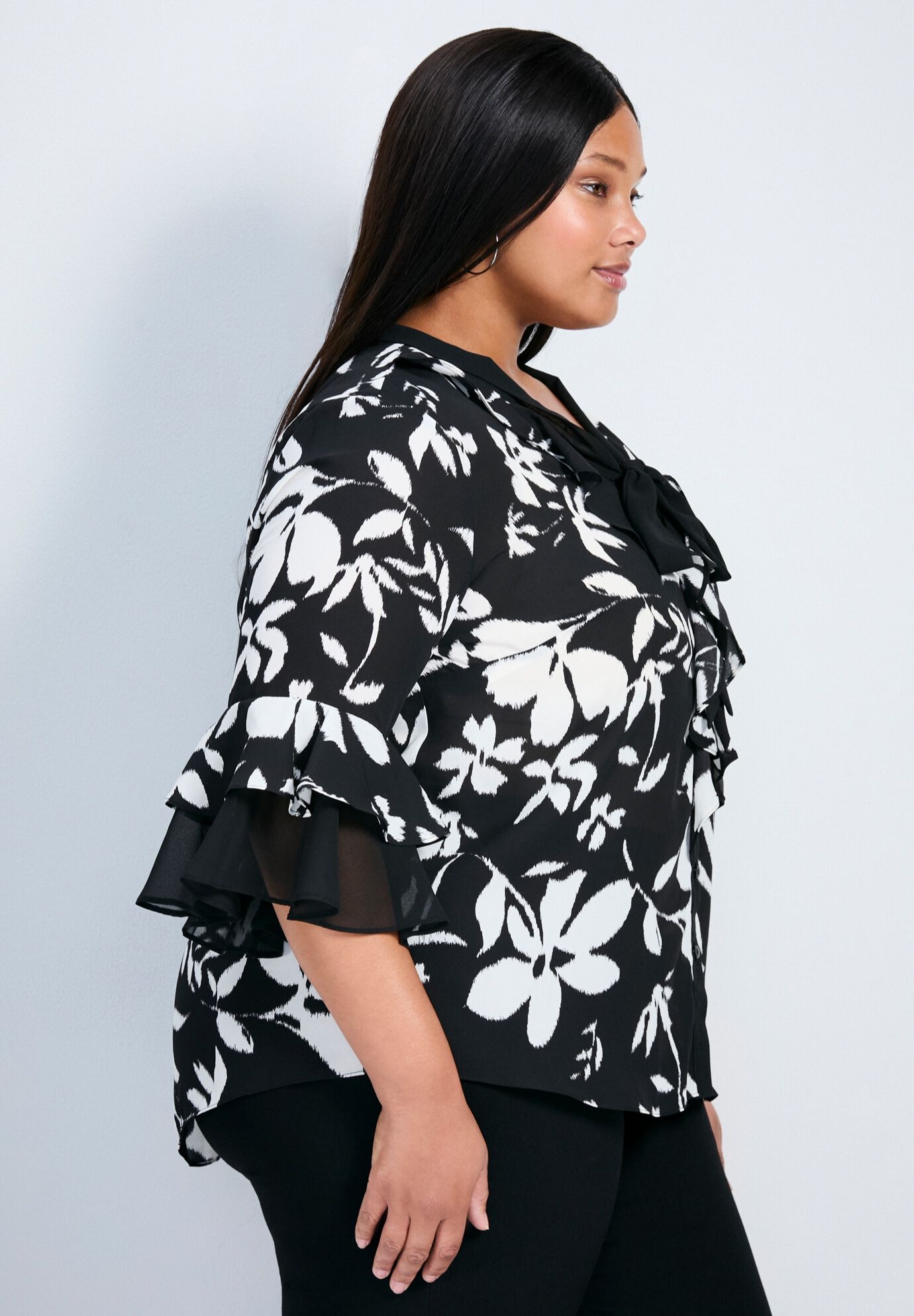 Cassie Frill Shirt, SILHOUETTE BLOOM, alternate image number 1