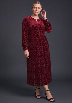 Keyhole Velvet Burnout Dress
