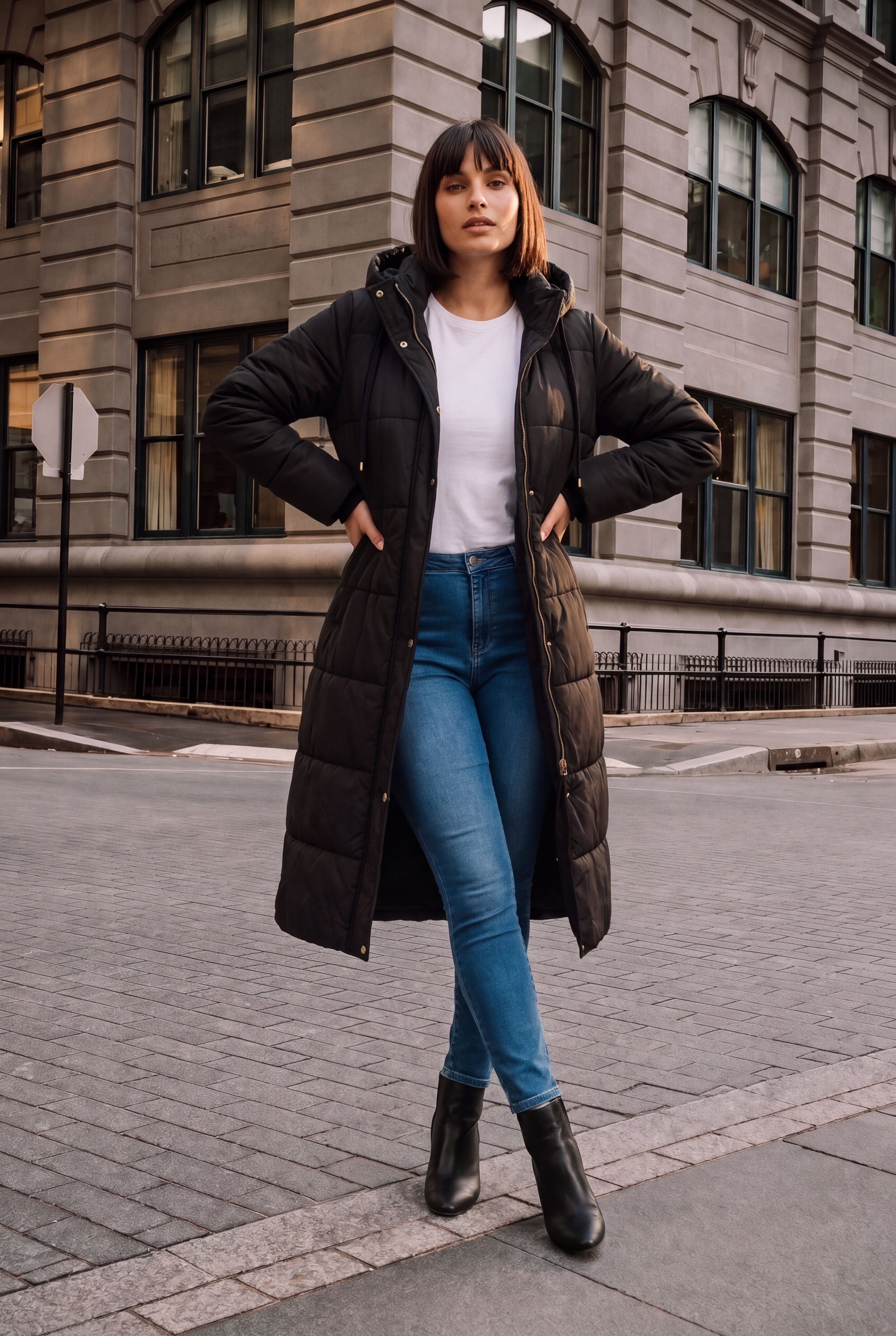  Long Puffer Coat, BLACK, alternate image number 2