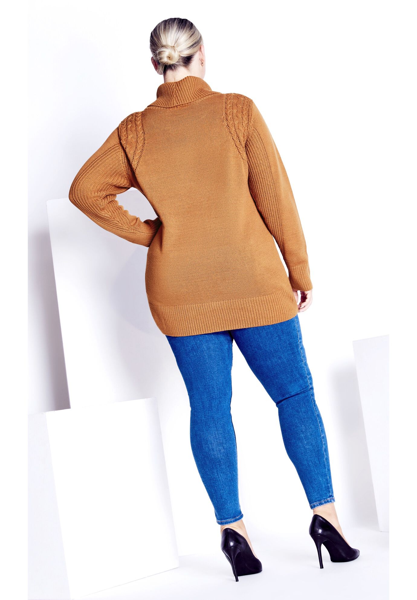 Rosie Cable Knit Sweater, ALMOND, alternate image number 2