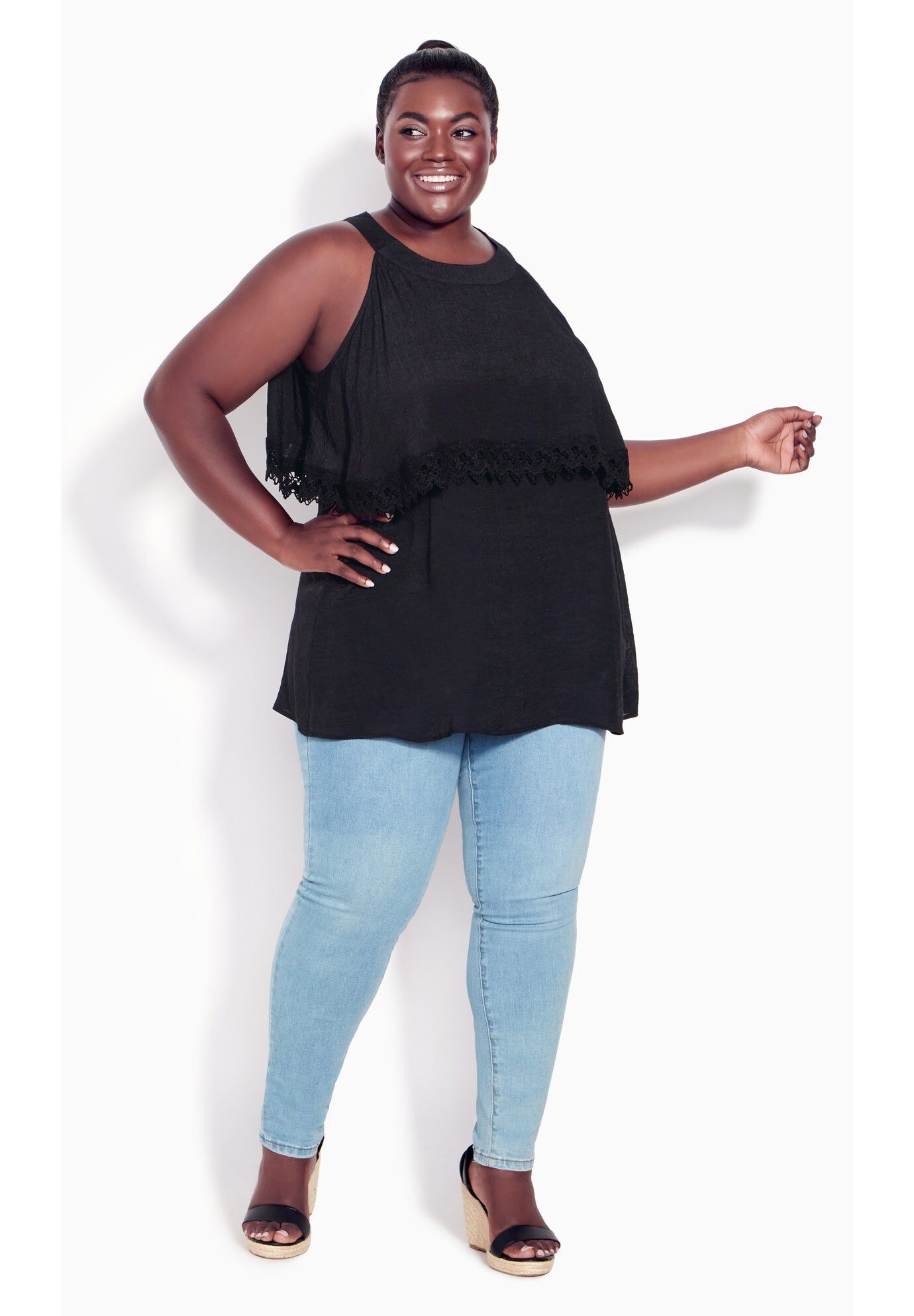 Hallie Halter Cold Shoulder Top, BLACK, hi-res image number 0