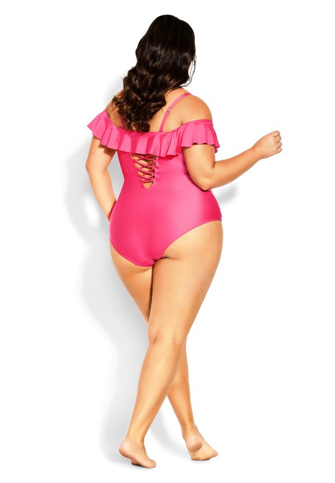 Ingrid Ruffle 1 Piece - fuchsia pink, PINK, on-hover image number null