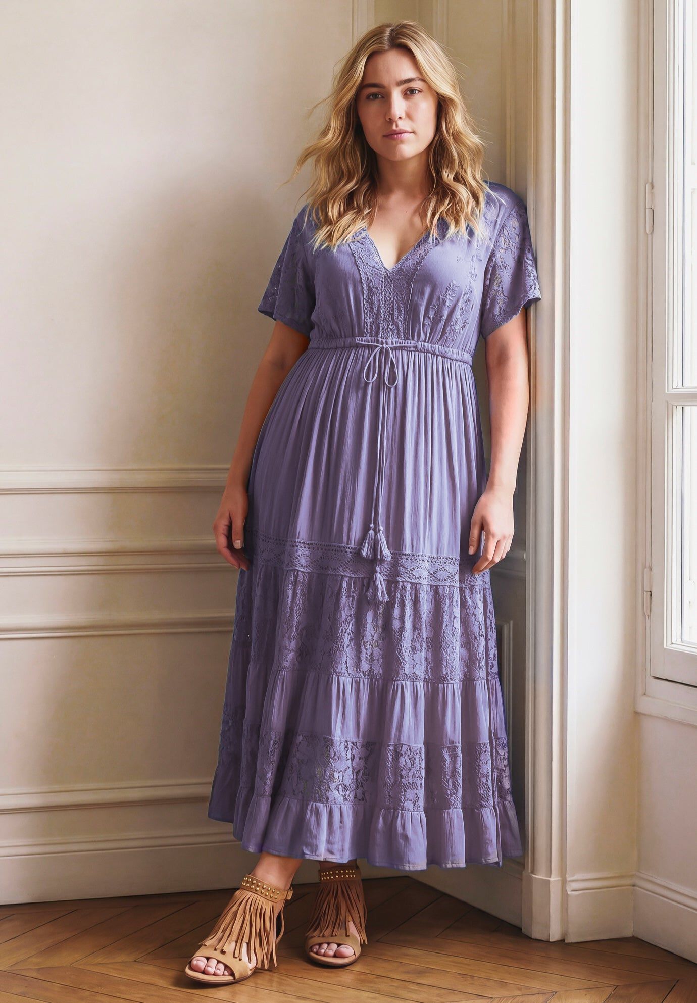 Raven Lace Maxi Dress, LILAC, hi-res image number 0