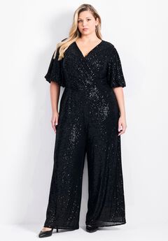 Nada Sequin Puff Sleeve Jumpsuit