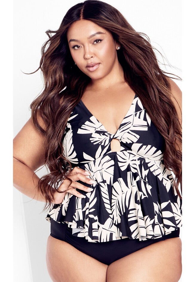 Palma Print Tankini - black, BLACK, hi-res image number null