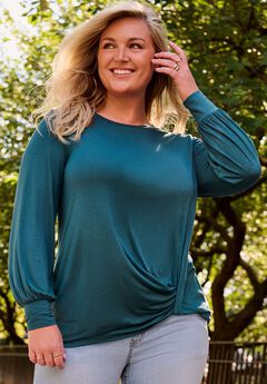 Scoop Neck Knot Hem Top