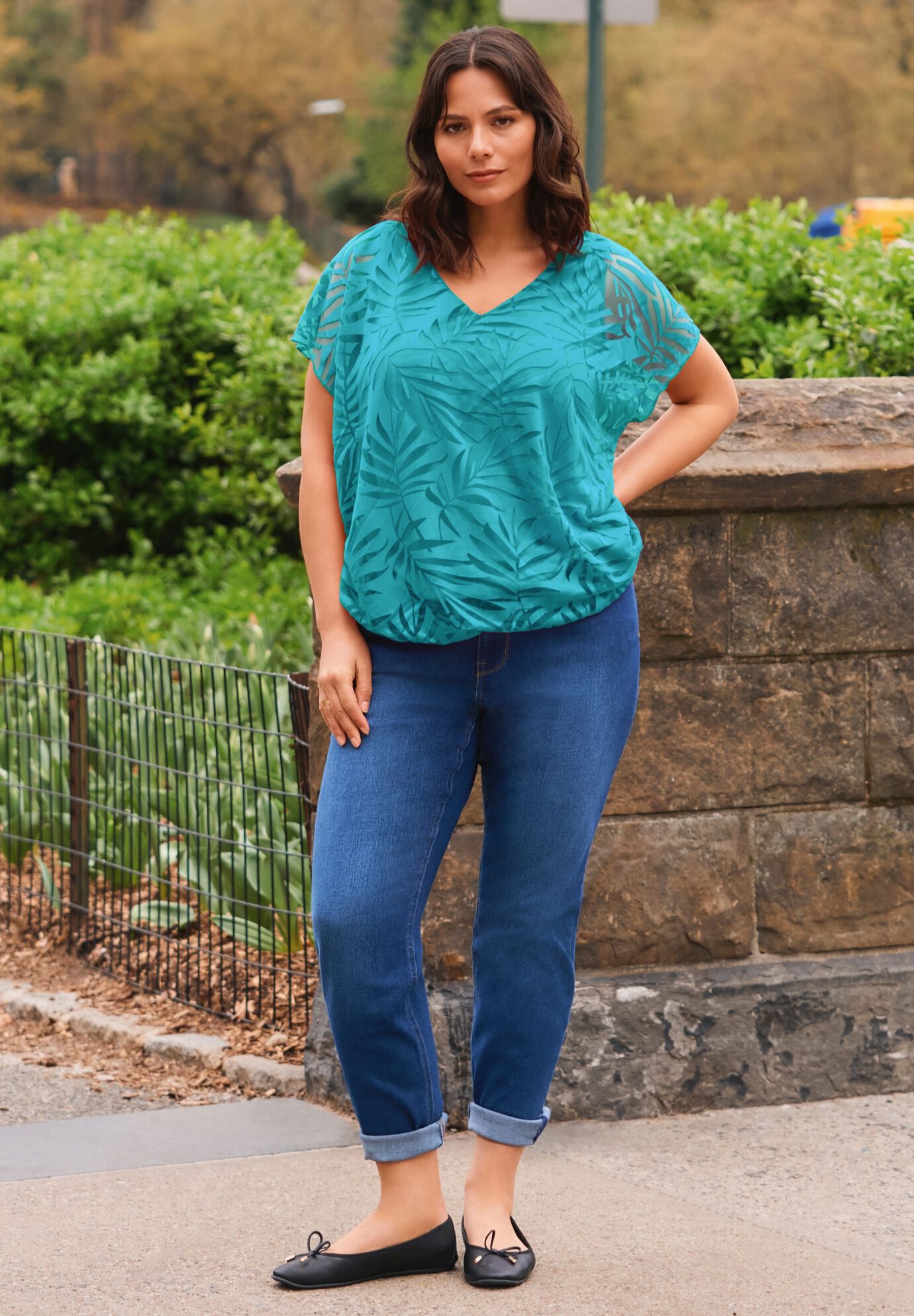 Elora Burnout Top, TEAL, alternate image number 2