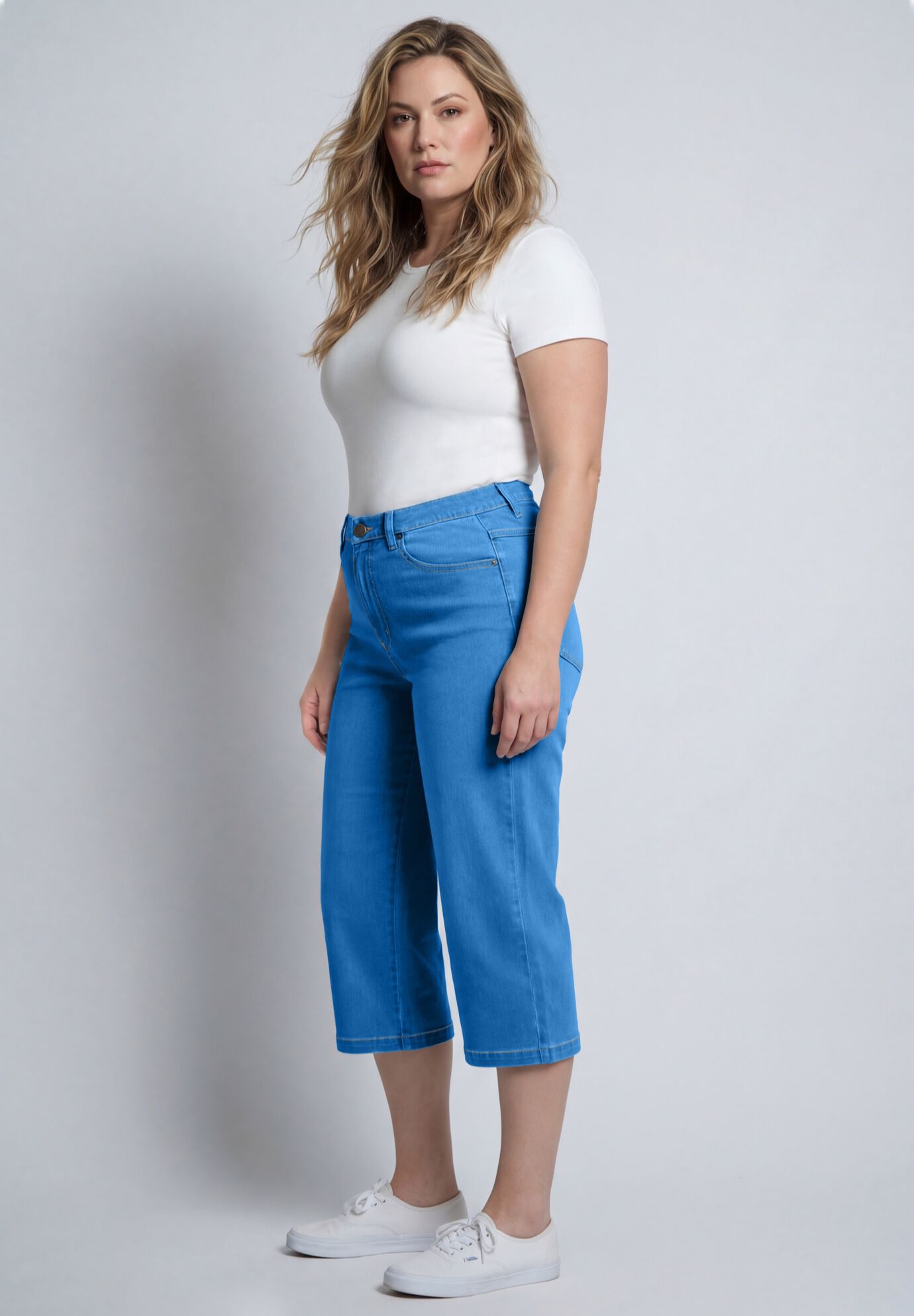 Butter Denim Straight Crop, MID WASH, alternate image number 3