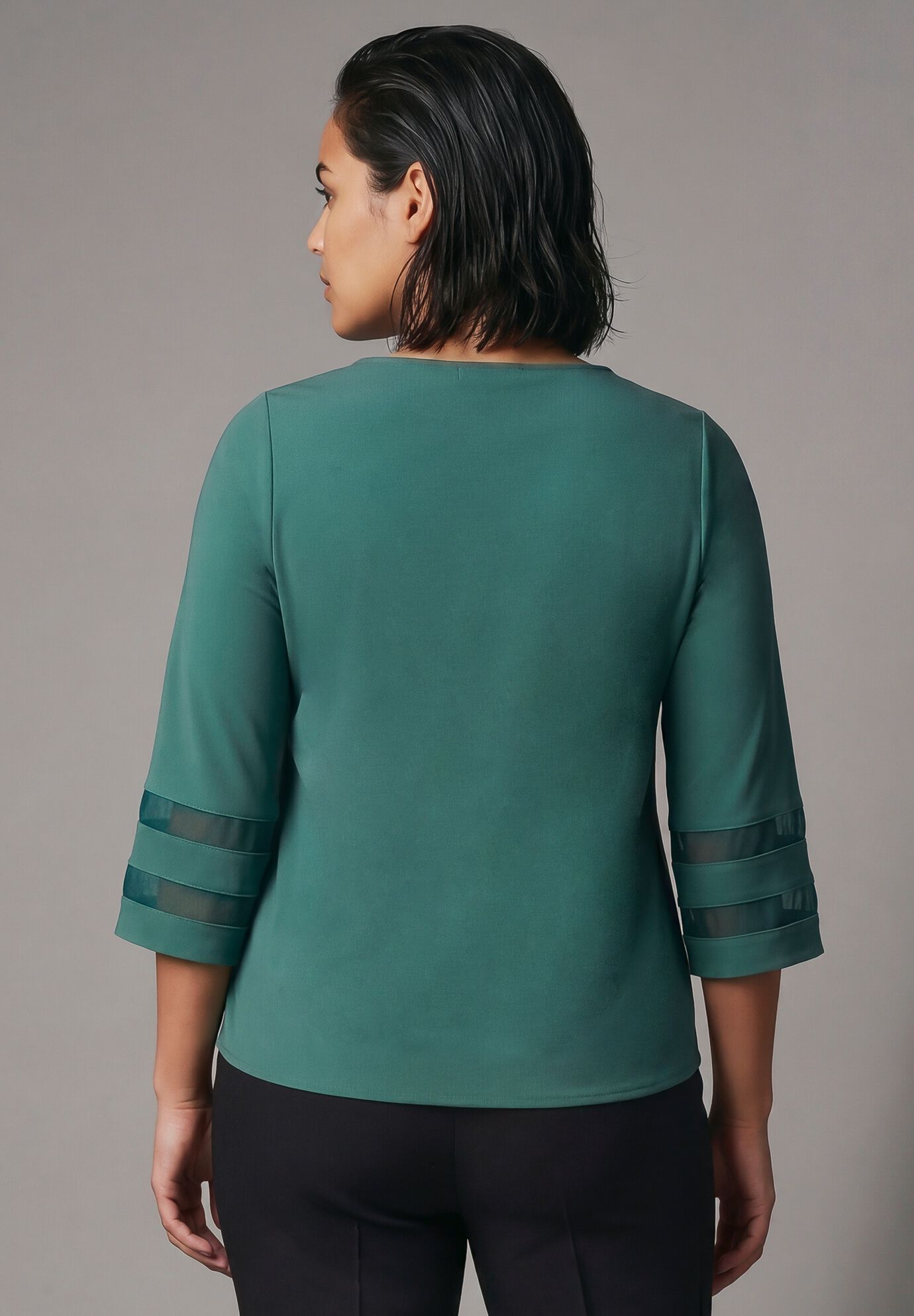 Sheer Bell Sleeve Tunic, MYSTIC PINE, alternate image number 2