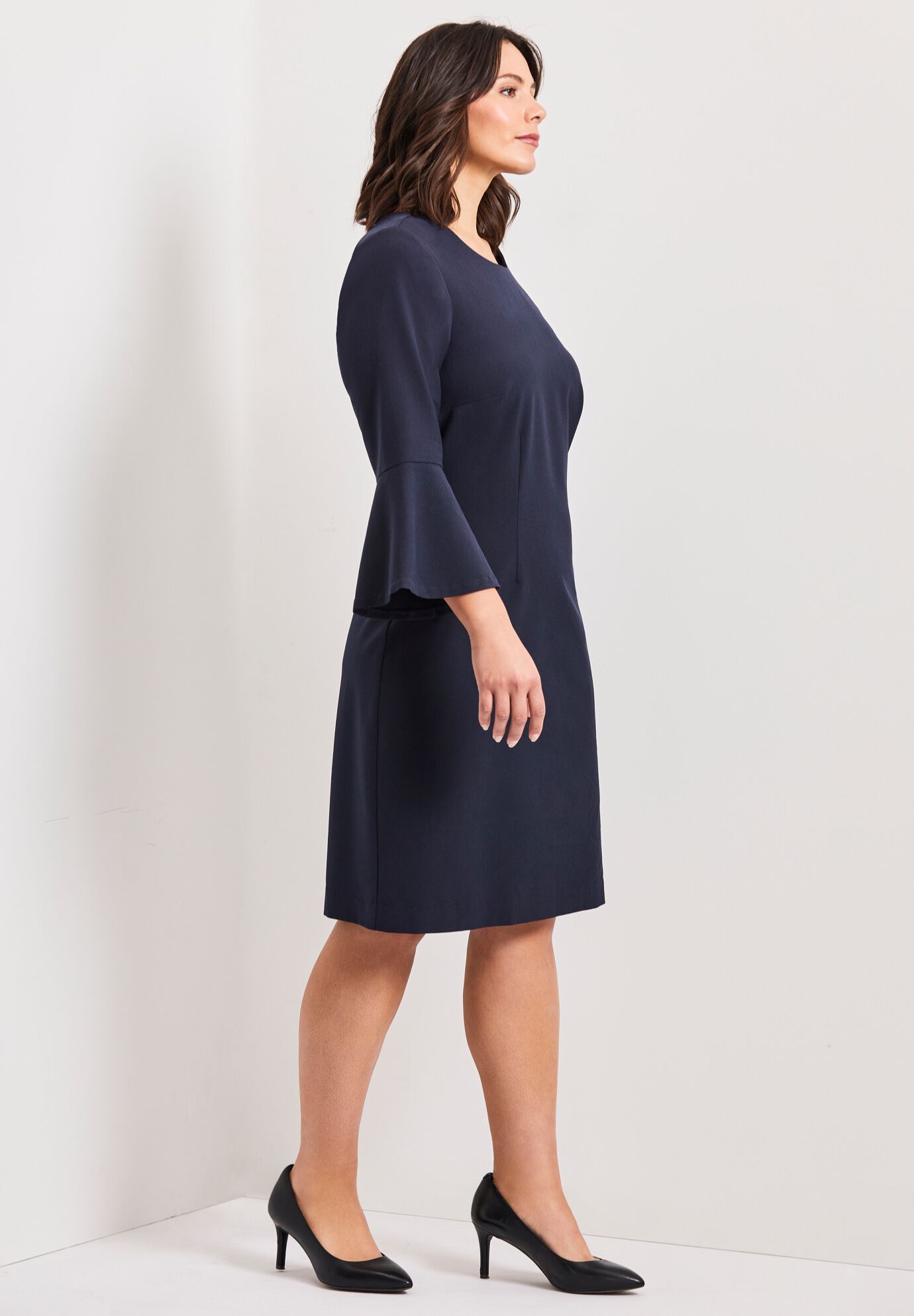 Cool Hand Bell Sleeve Dress, NAVY, alternate image number 4