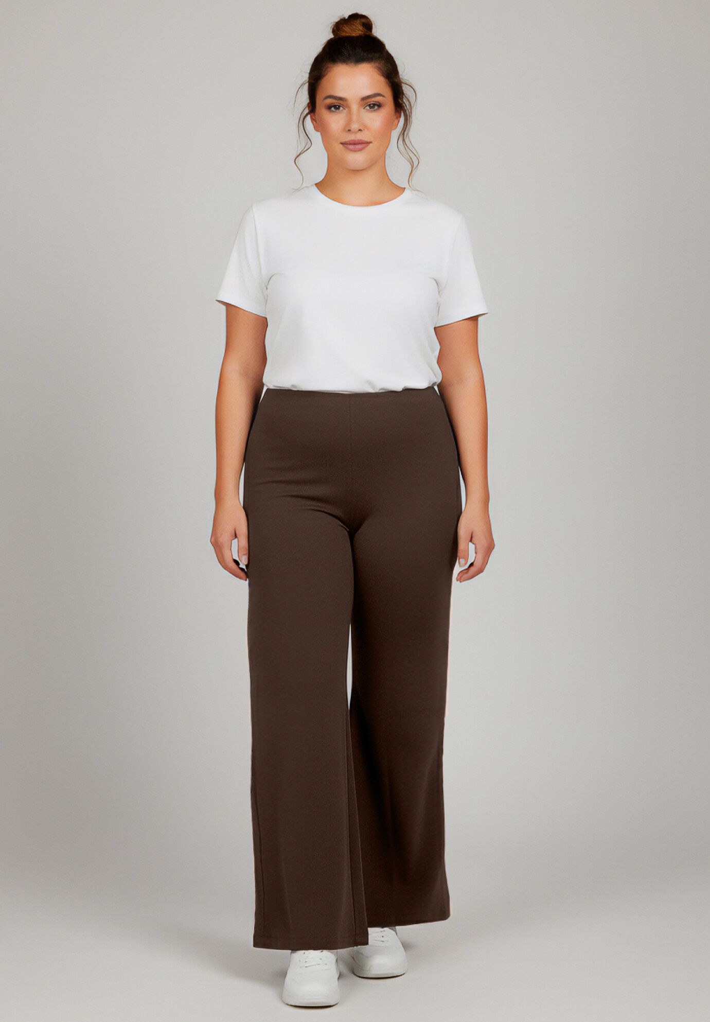 Ponte Wide Leg Pant, CHOCOLATE, alternate image number 2