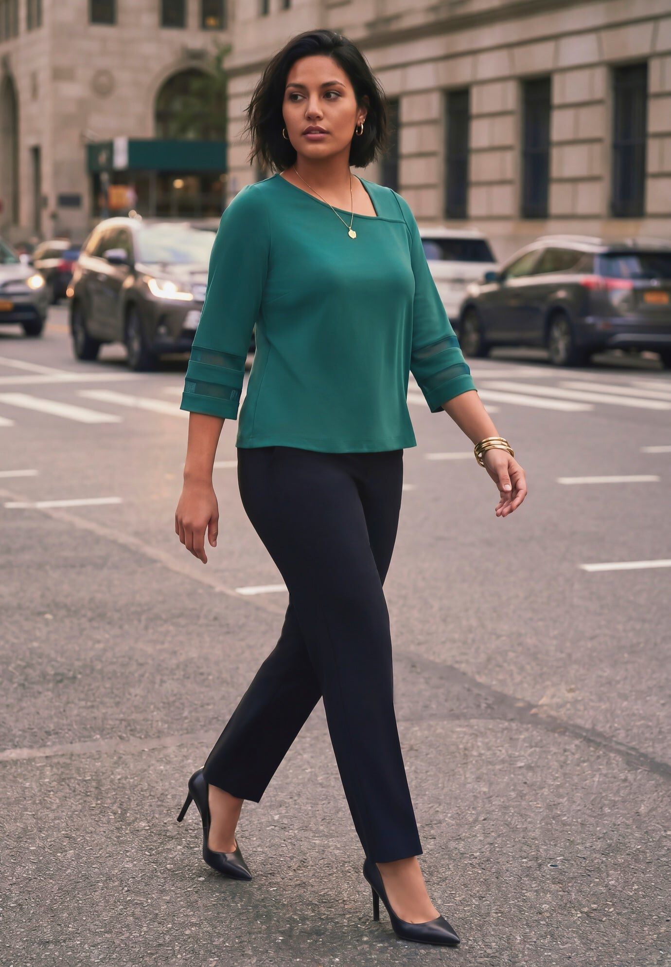 Sheer Bell Sleeve Tunic, MYSTIC PINE, hi-res image number 0