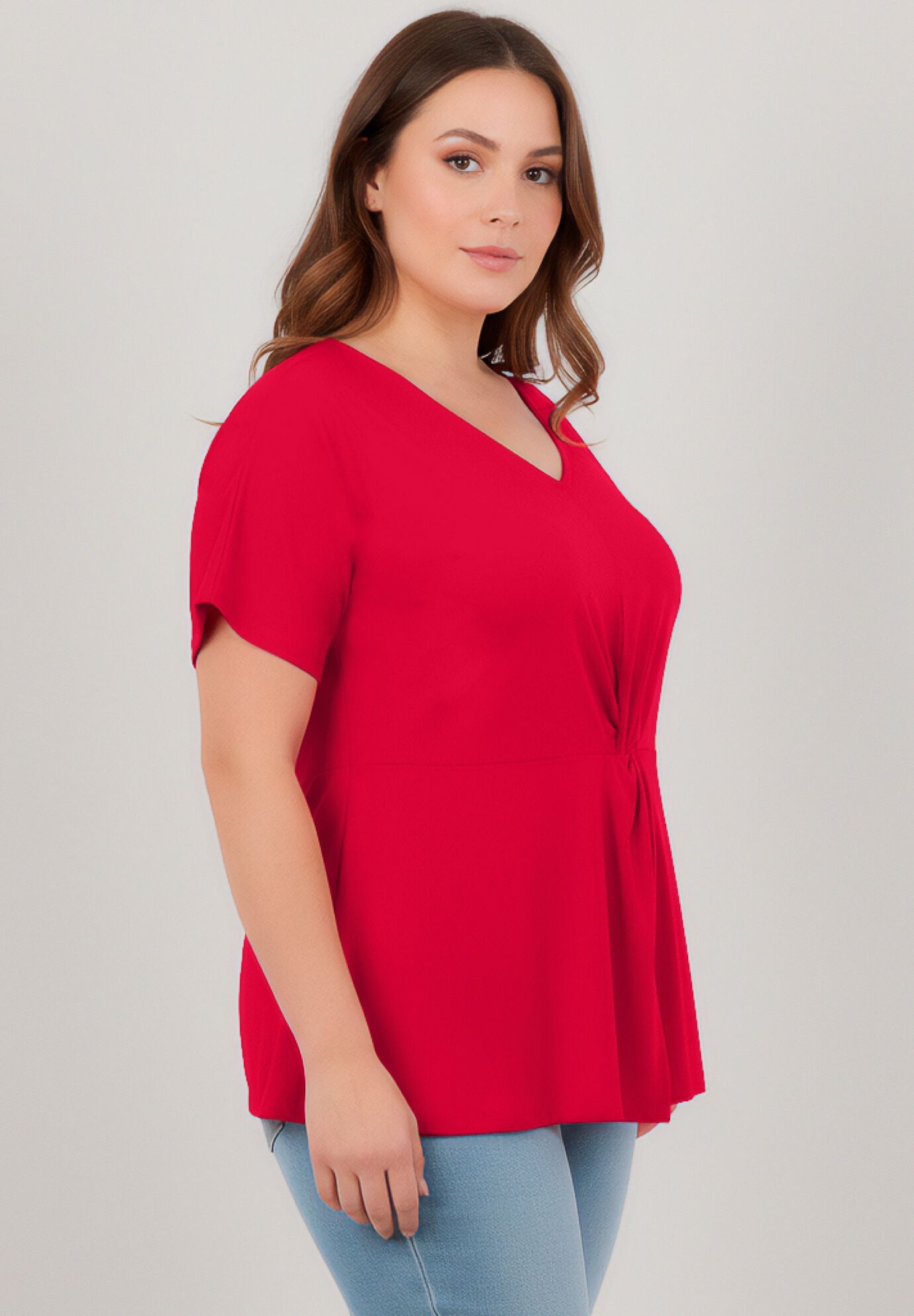 Audrey Twist Knot Top, VIBRANT RED, alternate image number 3