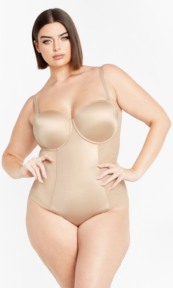 Smooth & Chic Strapless Bodysuit - latte, BROWN, hi-res image number 0
