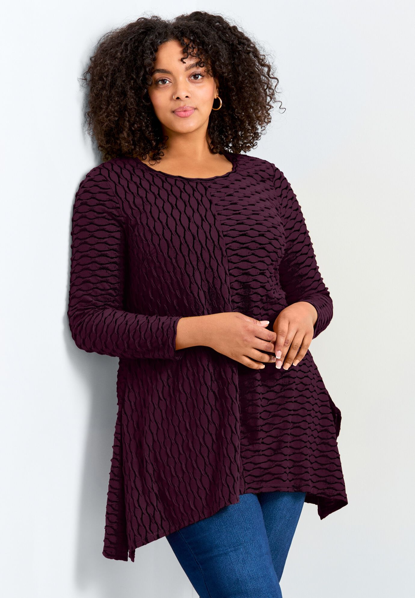 Tiarne Textured Tunic, MULBERRY, on-hover image number 1