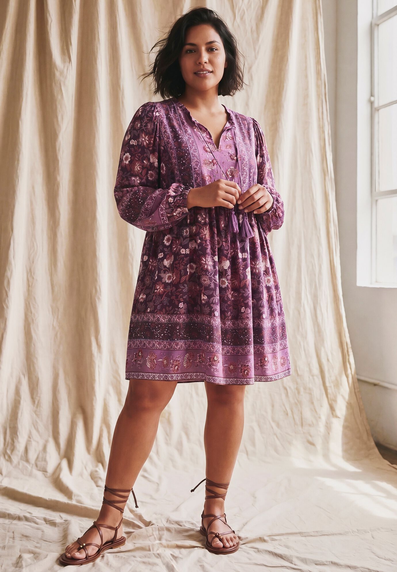 Livvy Boho Border Print Mini Dress, SPIRIT BORDER, alternate image number 2