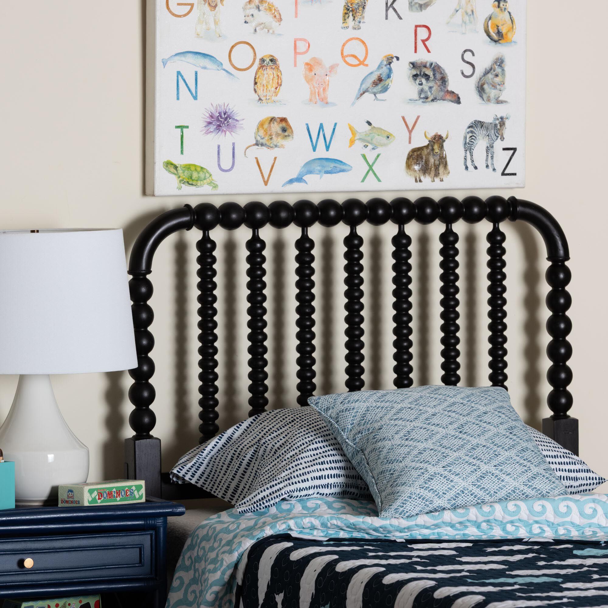 Finley Turned Bobbin Headboard, BLACK, hi-res image number 0