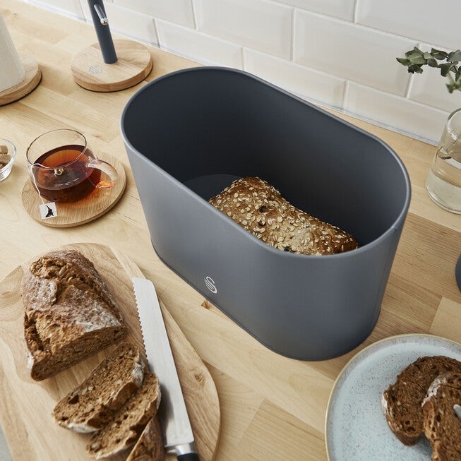 Nordic Bread Bin With Cutting Board - White, , on-hover image number 1