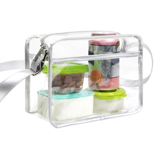 Crossbody Bag Purse With Pocket, Clear/Black, , alternate image number null